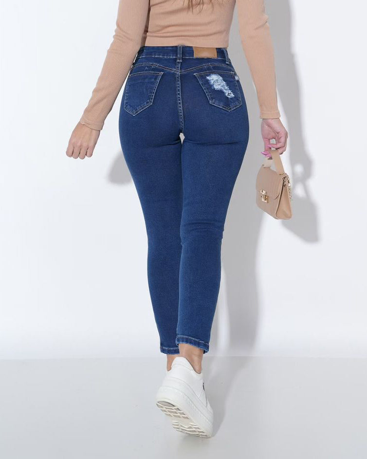 Hochbund-Skinny-Jeans mit Po-Lifting