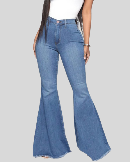 Hoch taillierte Bootcut-Jeans mit Stretch und Po-Lift