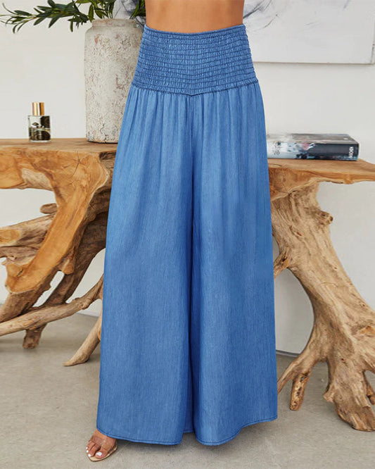 Weite Chambray-Hose