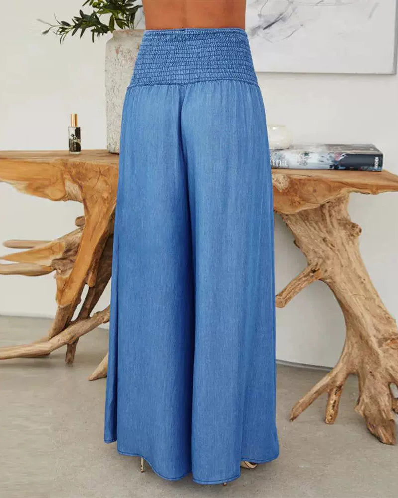 Weite Chambray-Hose