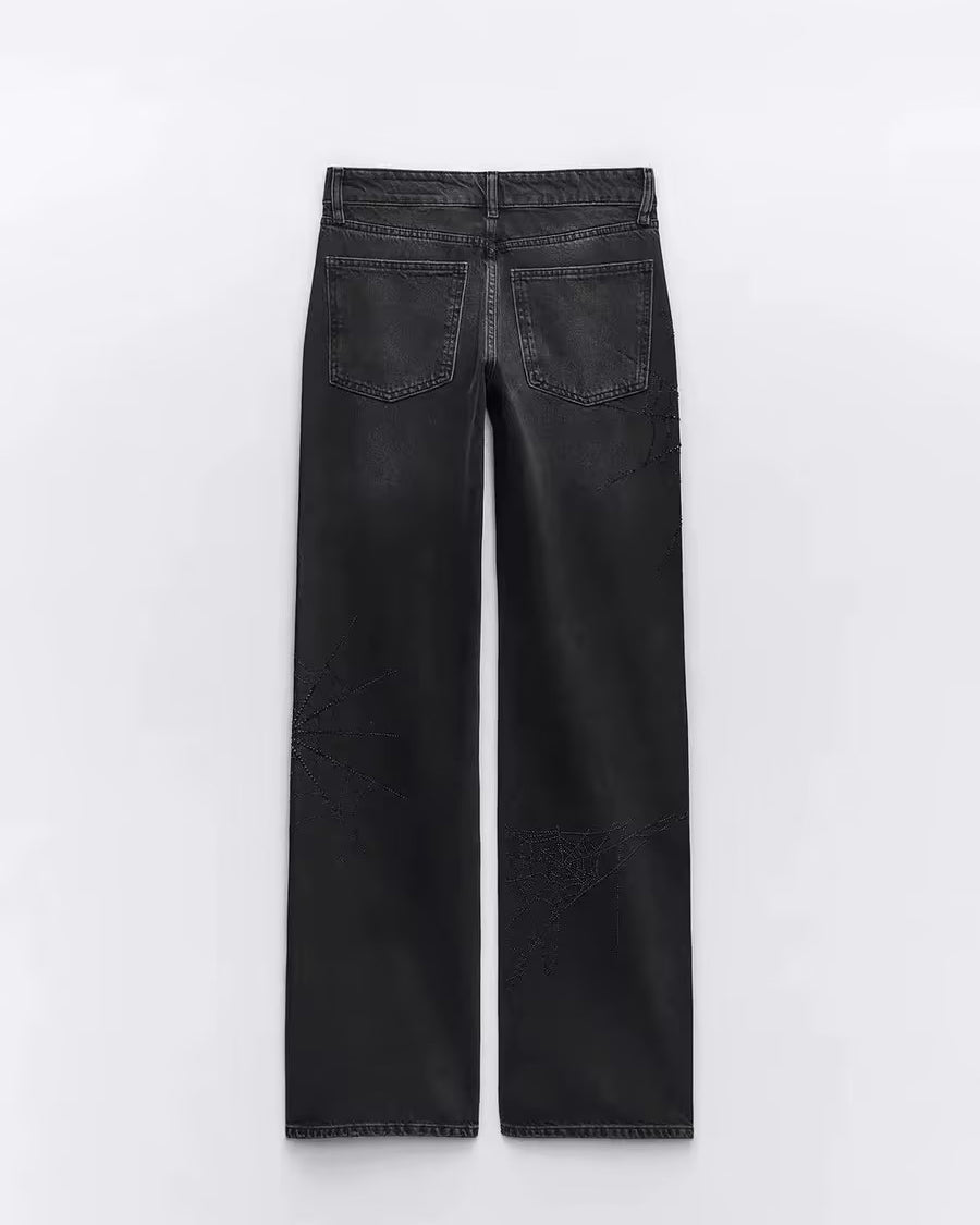 Halloween Schwarze Spinnenweben-Jeans