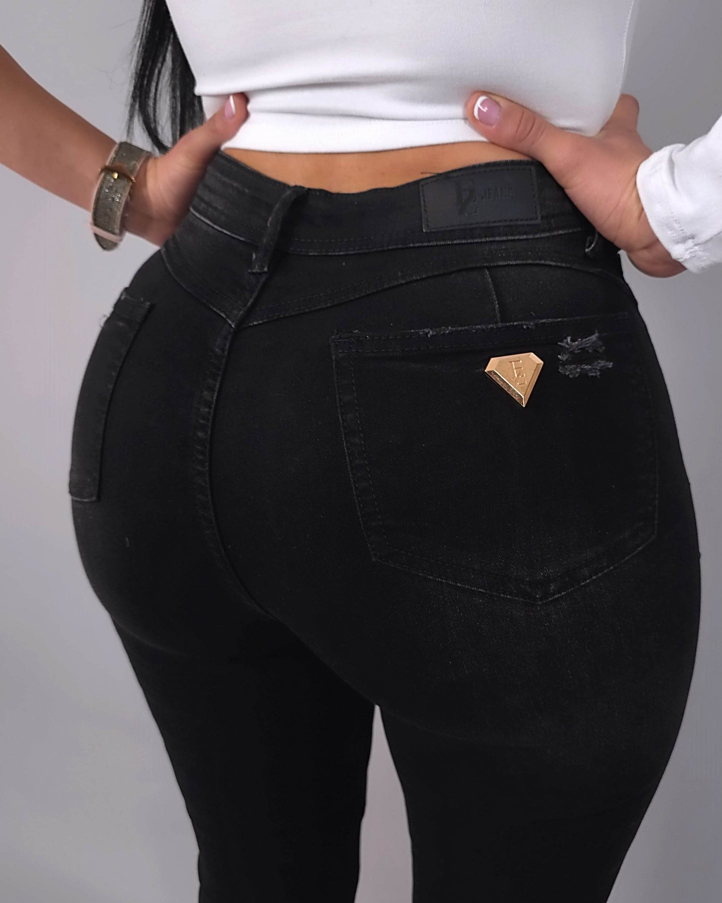 Hochbund-Slim-Fit-Faja-Jeans mit Push-up-Effekt