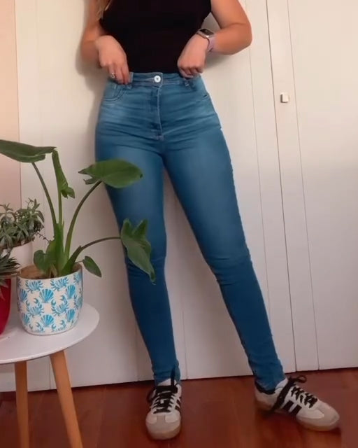 Push-up Knopf-Korsage-Faja-Jeans