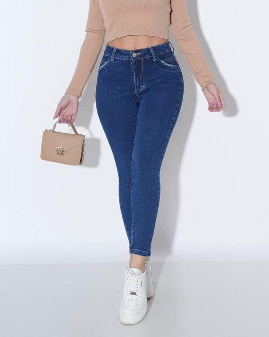 Hochbund-Skinny-Jeans mit Po-Lifting