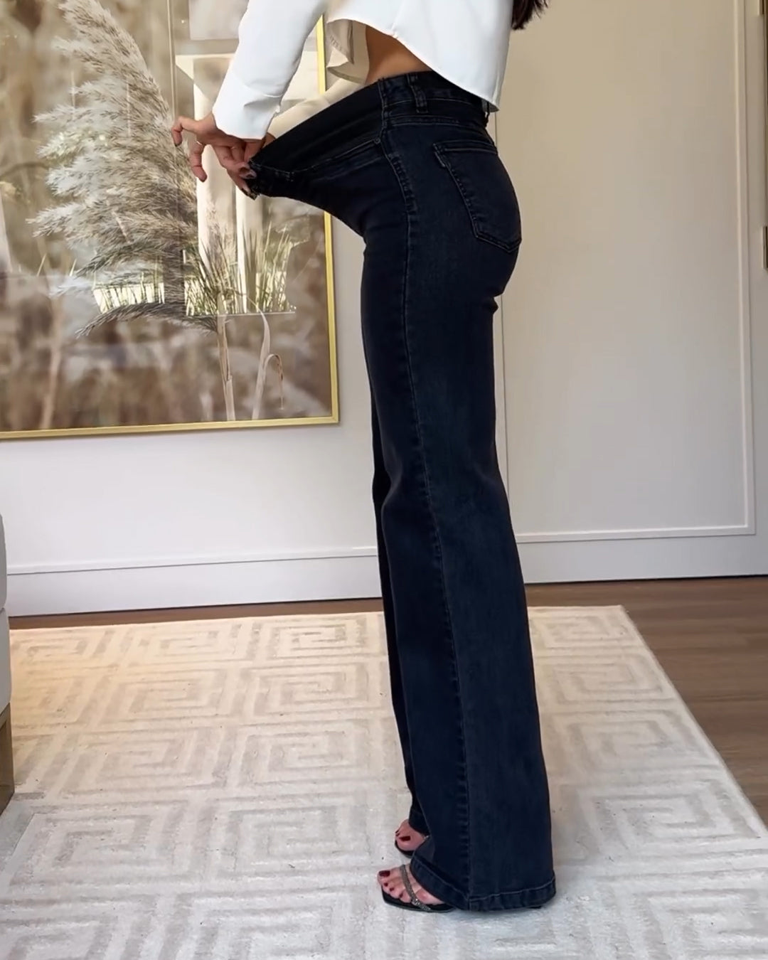 Hochtaillierte Gerade Jeans