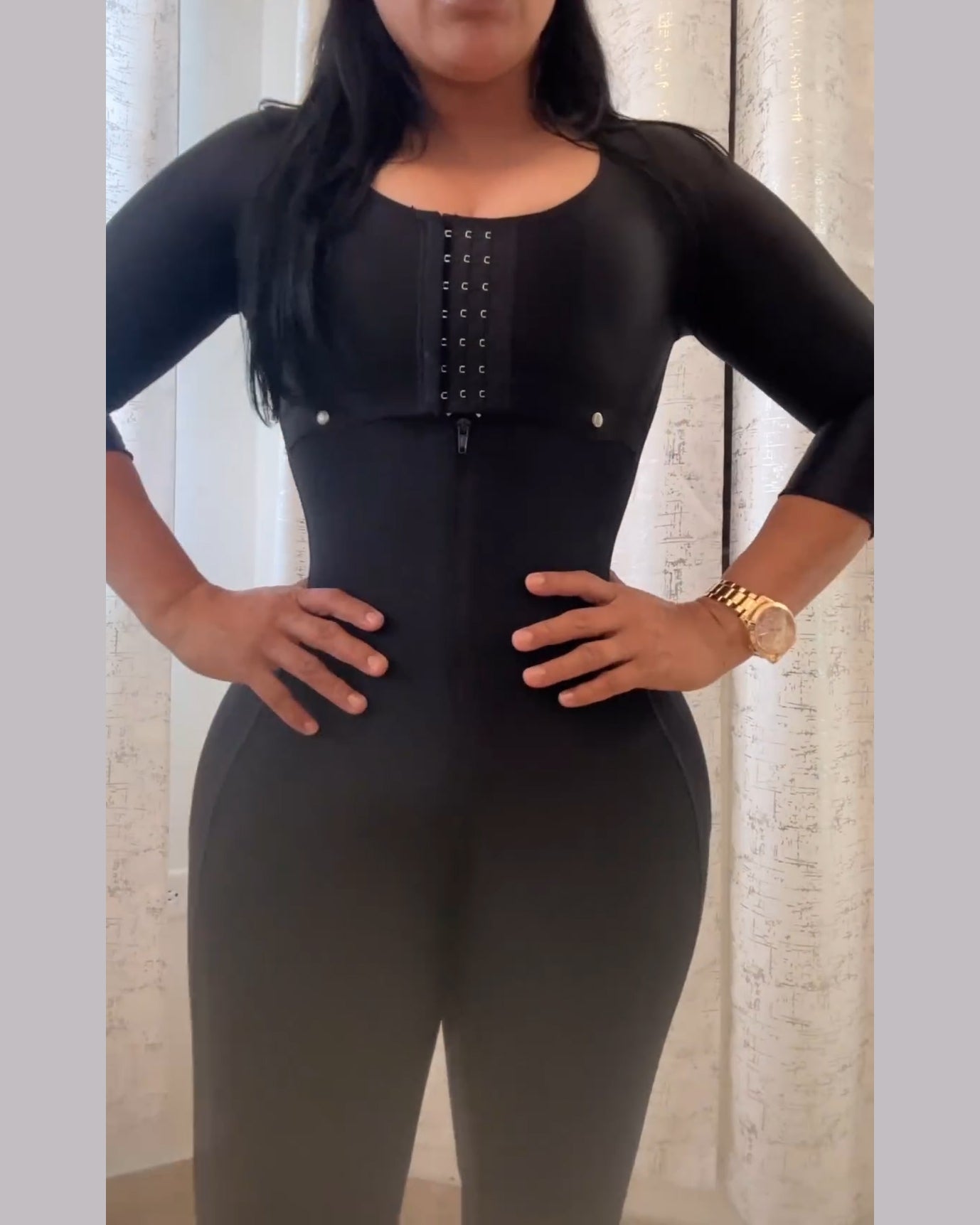 Ganzkörper-Mieder mit hoher Kompression, Langarm und Po-Lifting