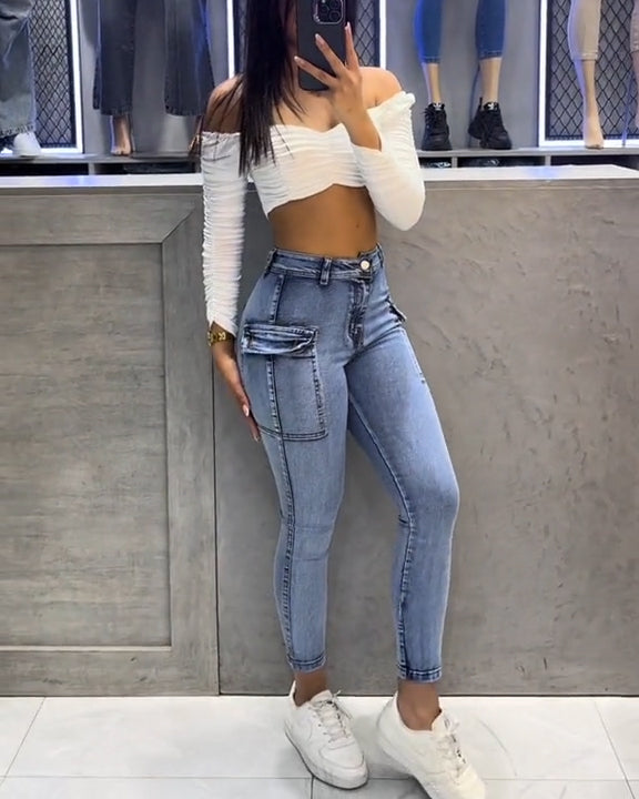 Figurbetonte High-Waist Skinny-Jeans