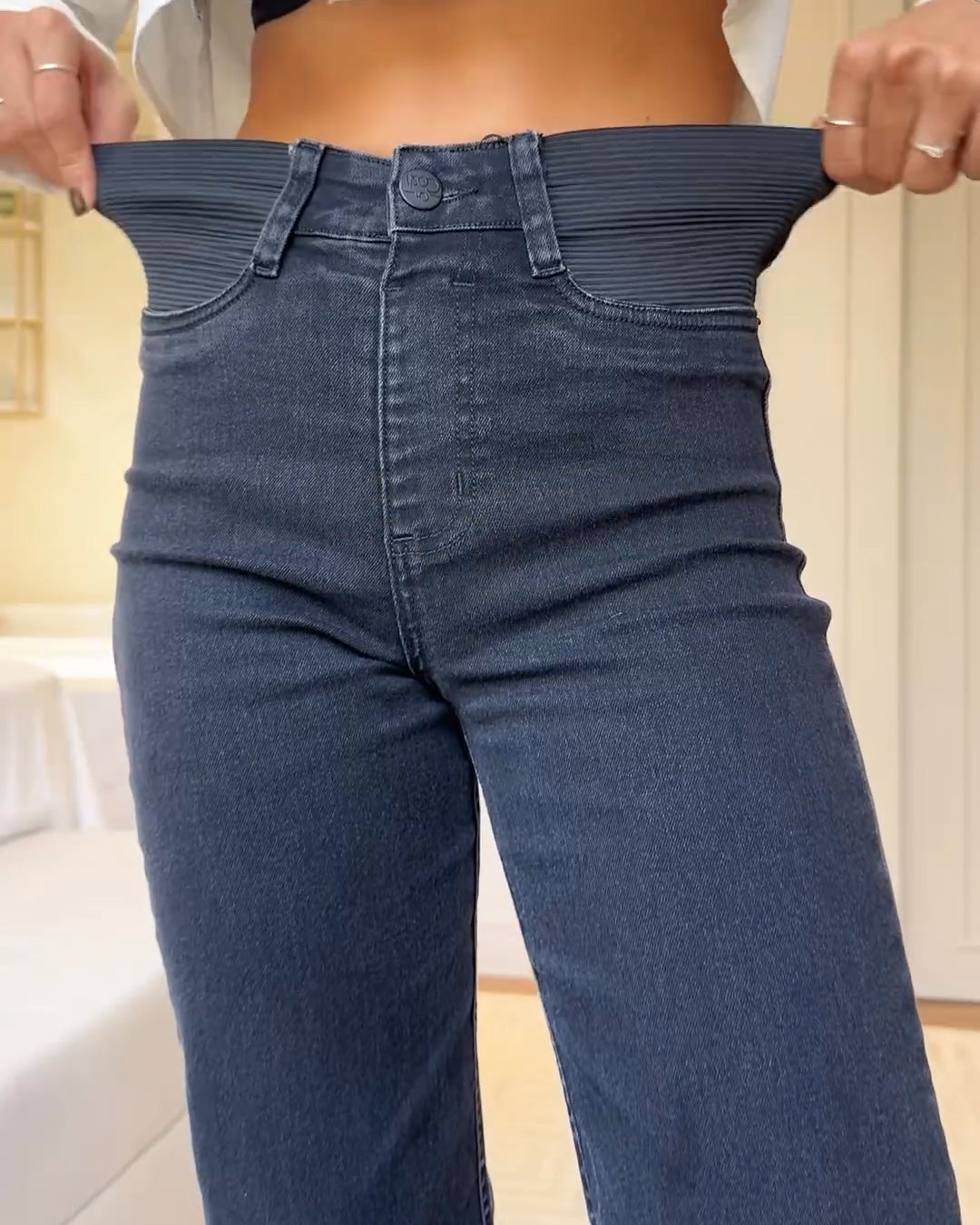 Hochtaillierte Gerade Jeans