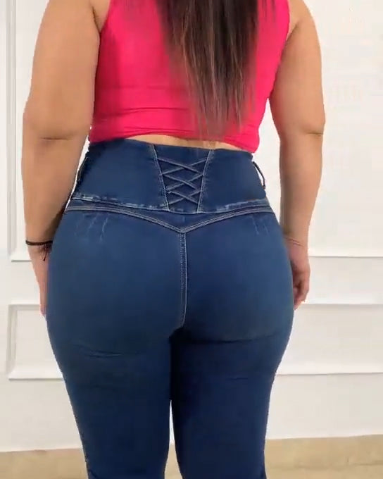 Hochtaillierte Po-Lift Faja Jeans