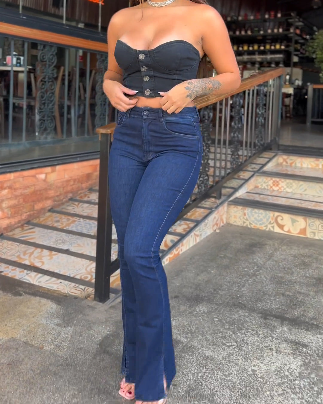 Hochtaillierte Slim Flare Jeans