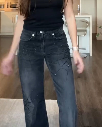 Halloween Schwarze Spinnenweben-Jeans
