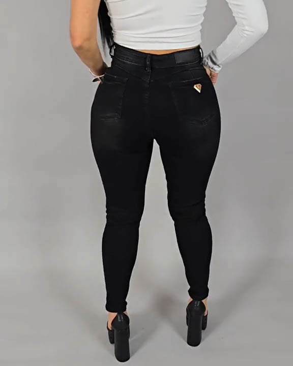 Hochbund-Slim-Fit-Faja-Jeans mit Push-up-Effekt