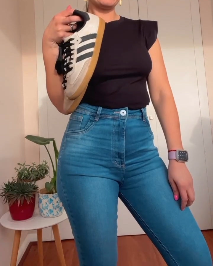 Push-up Knopf-Korsage-Faja-Jeans