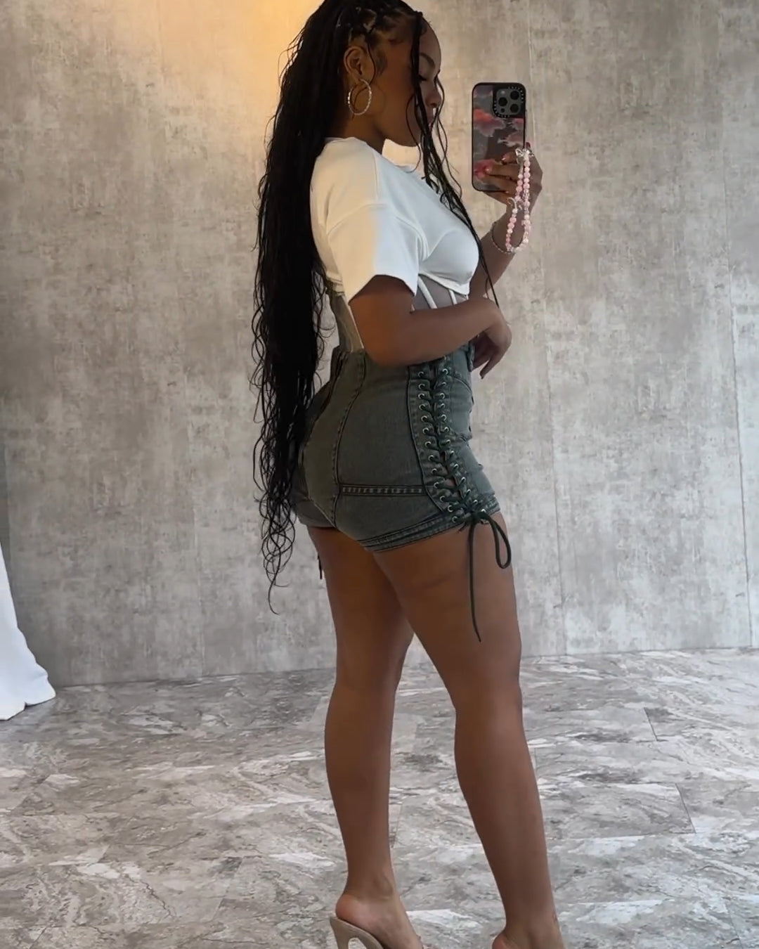 Keep Up Schnür-Denim-Shorts