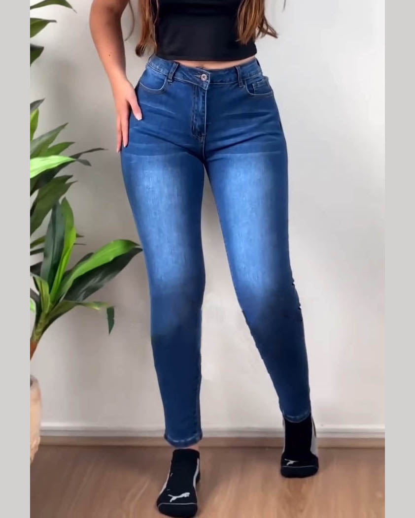 Po-hebende bauchregulierende Skinny Jeans mit Faja-Einsatz