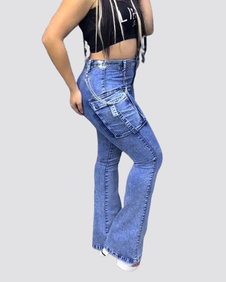 High-Waist Skinny-Jeans mit Glockenform