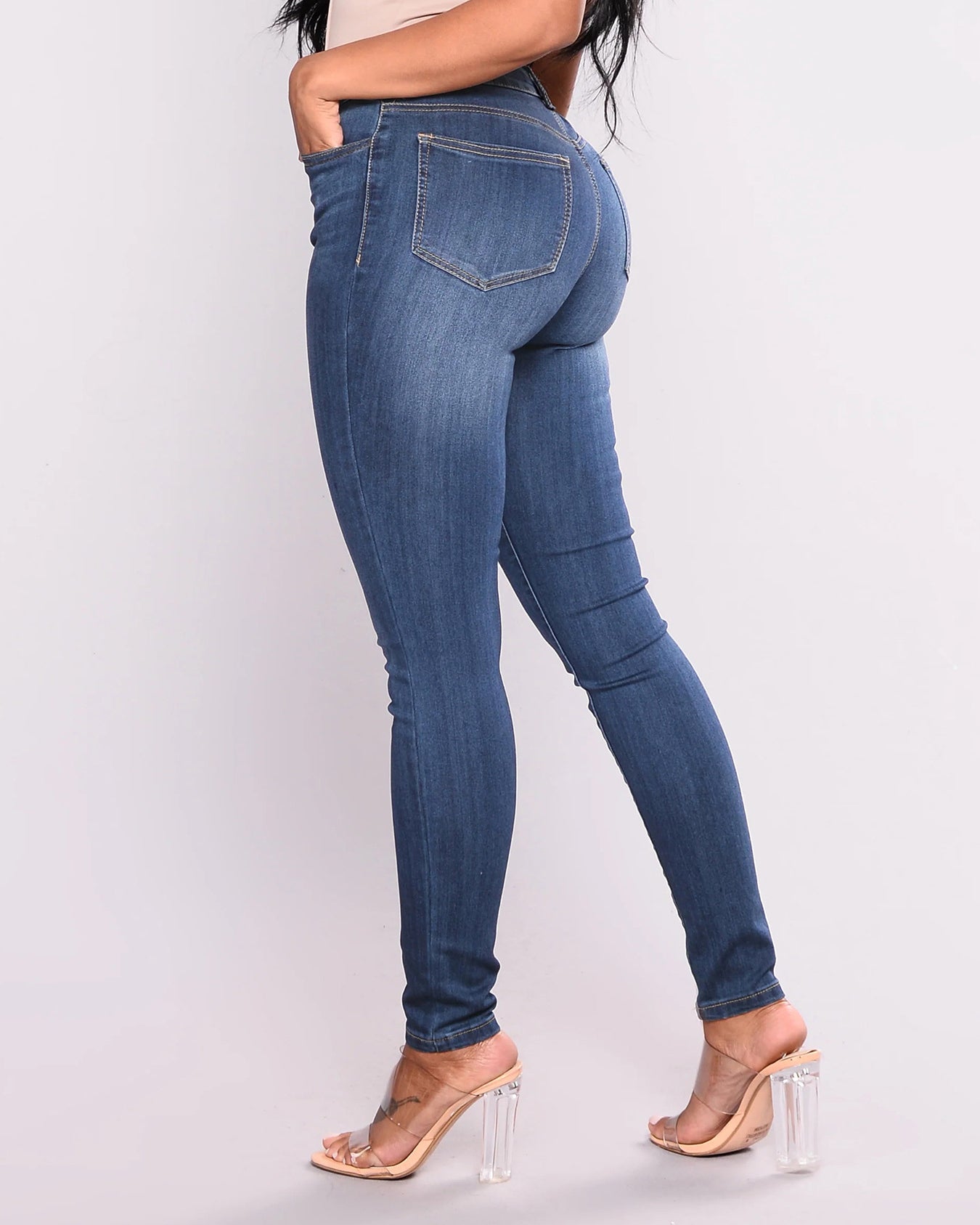 Hochtaillierte Skinny Po-Push-up Jeans