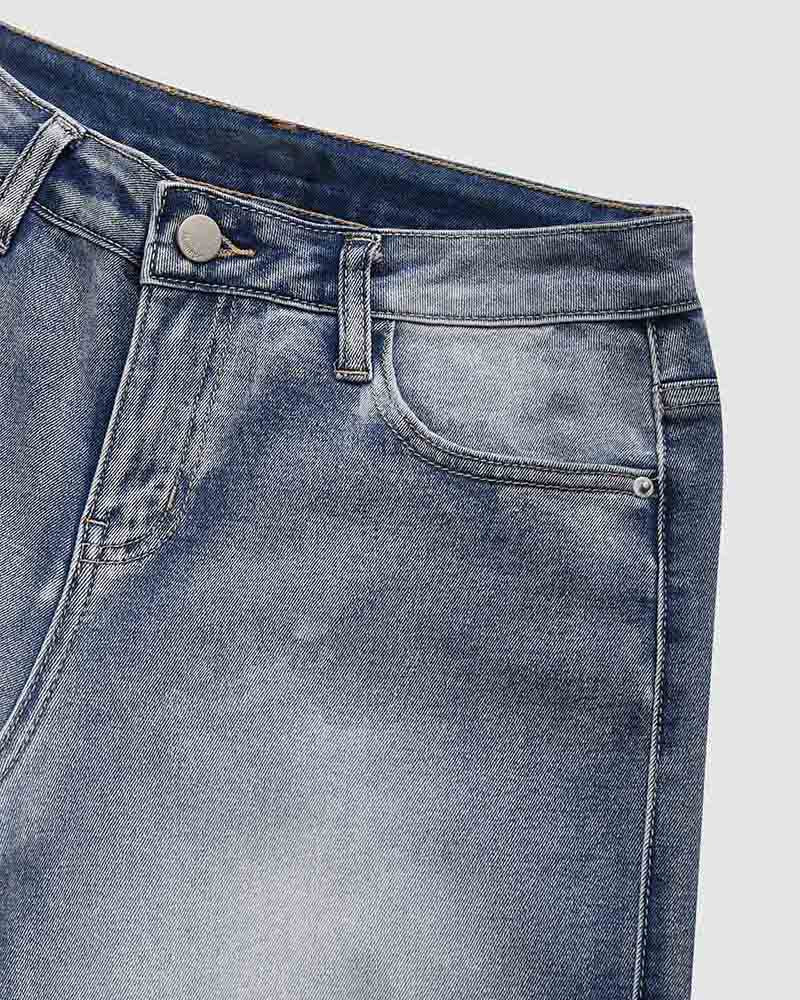 90er Jahre Vintage Klappentaschen Niedrigtaillierte Gerade Cargo Jeans