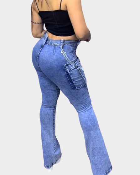 High-Waist Skinny-Jeans mit Glockenform