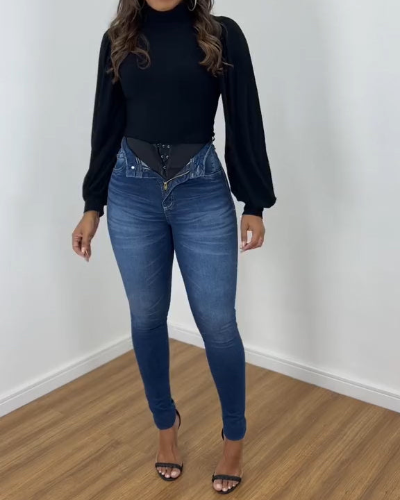 High-Waist Faja-Skinny-Jeans mit formender Faja