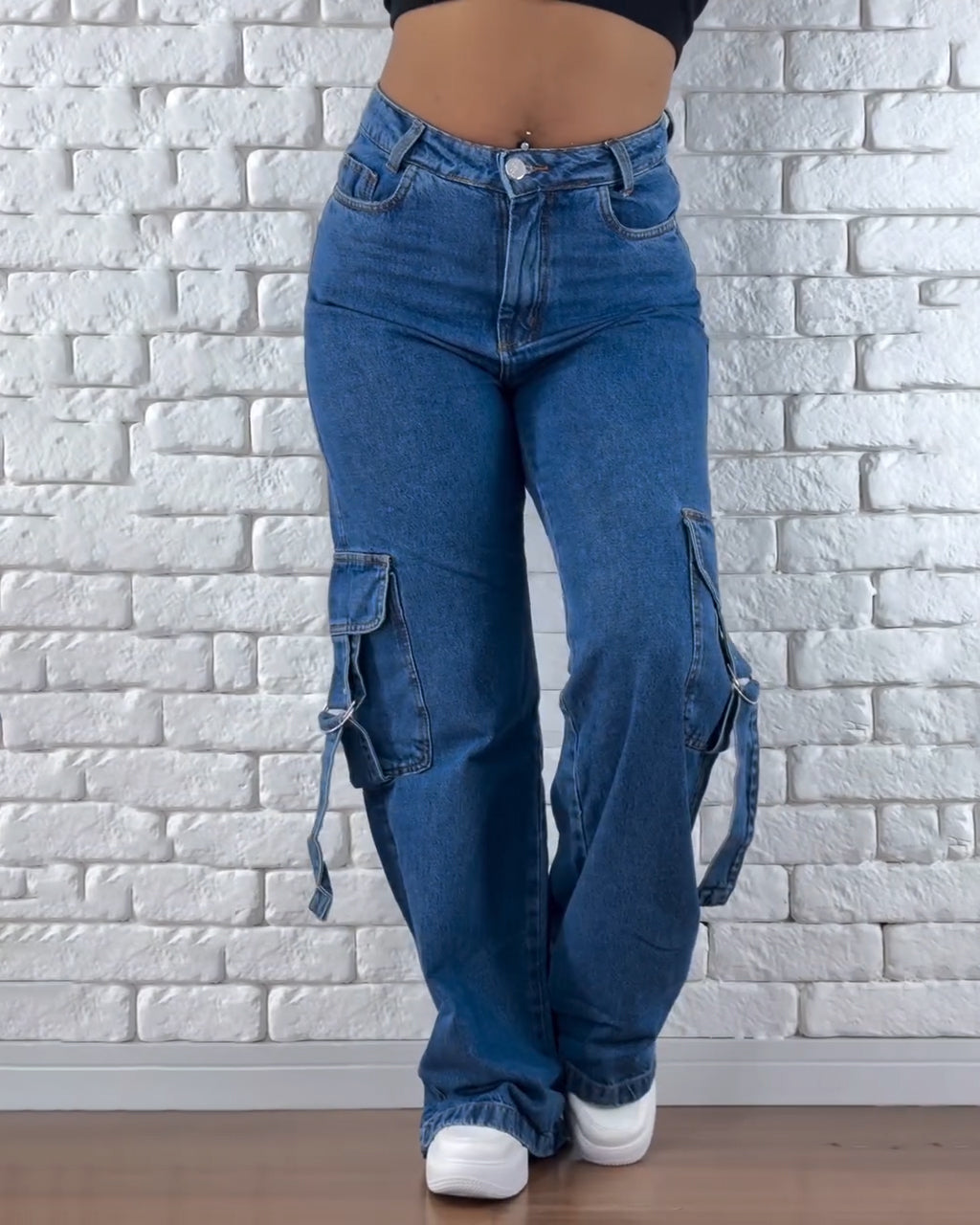 Breite Bein Cargo Jeans