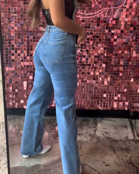 Modische Herz-Durchbruch-Jeans