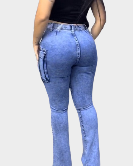 High-Waist Skinny-Jeans mit Glockenform