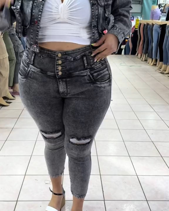 Schlankmachende High-Waist Jeans mit Bauchformung und Po-Lifting-Effekt