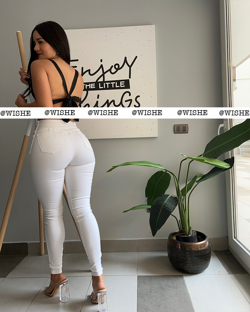 Hellblaue Geflochtene Jeans