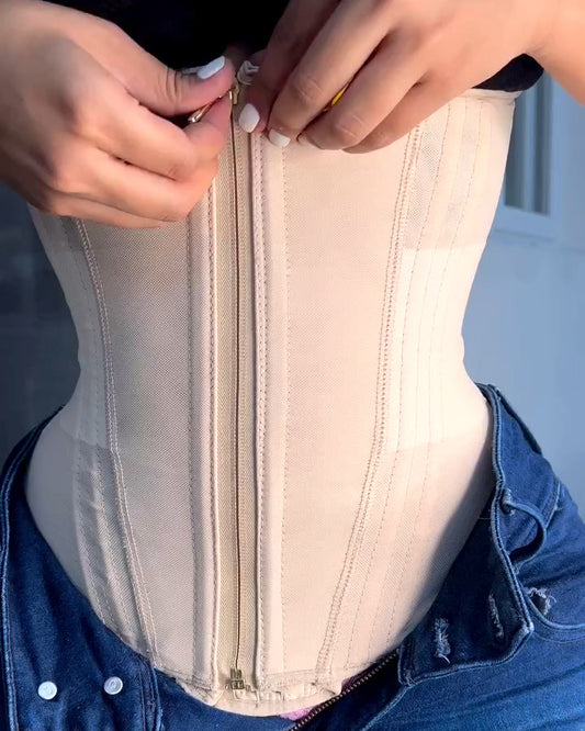 Reißverschluss- und Knopfleiste Körperformer Tanktop