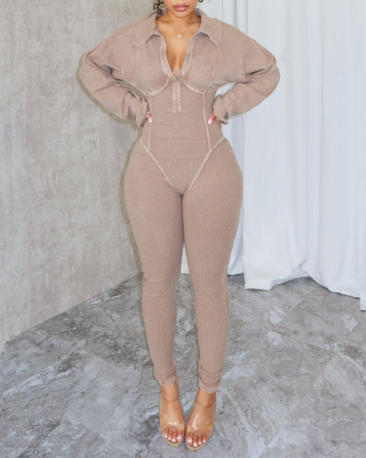 Baddie Mineralgewaschener Korsett-Jumpsuit