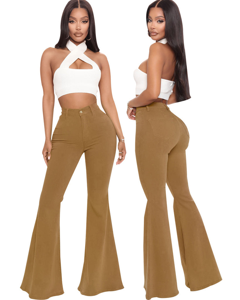 Hoch taillierte Bootcut-Jeans mit Stretch und Po-Lift