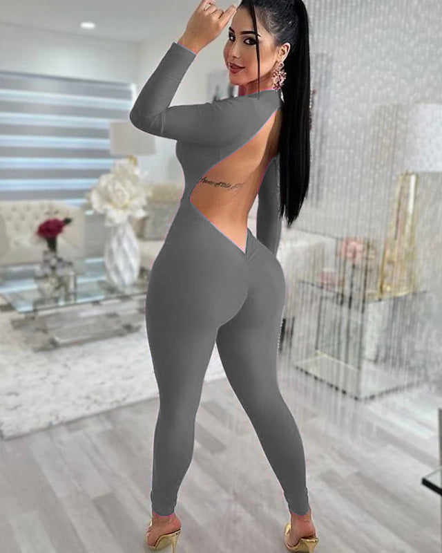 V-Ausschnitt Sexy Offener Rücken Booty Jumpsuit