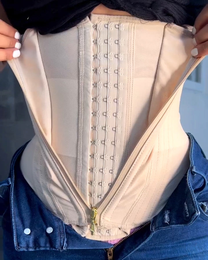 Reißverschluss- und Knopfleiste Körperformer Tanktop