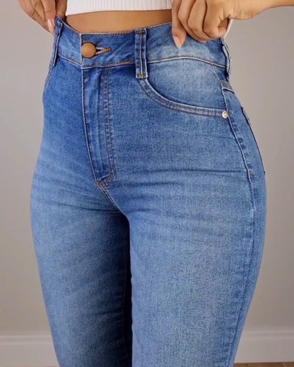 Schmal geschnittene Bootcut-Jeans