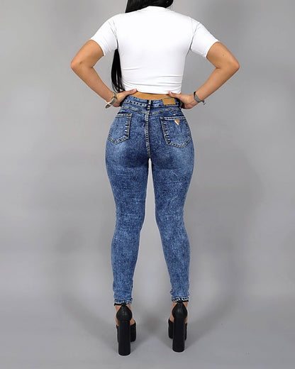 Hochgeschnittene figurformende Faja-Jeans