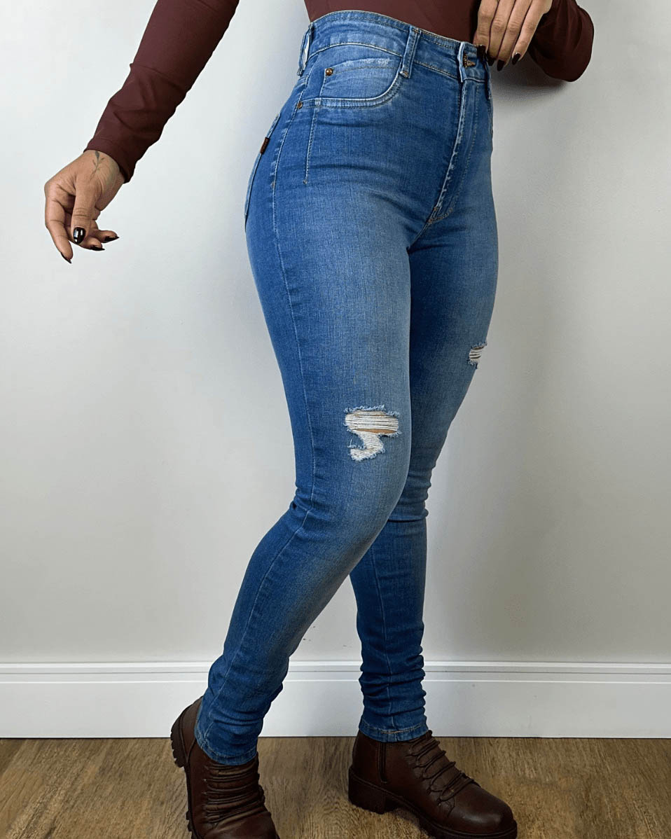 High-Waist Skinny-Jeans mit Rissen
