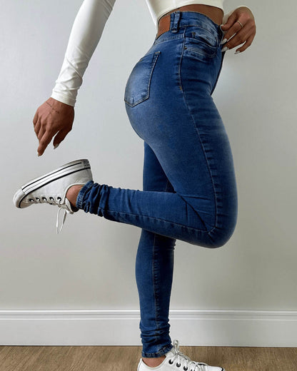 High-Rise Stretch-Jeans im angesagten Stil