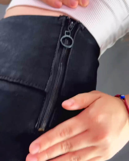 Schwarze Skinny Jeans mit Seitlichem Reißverschluss