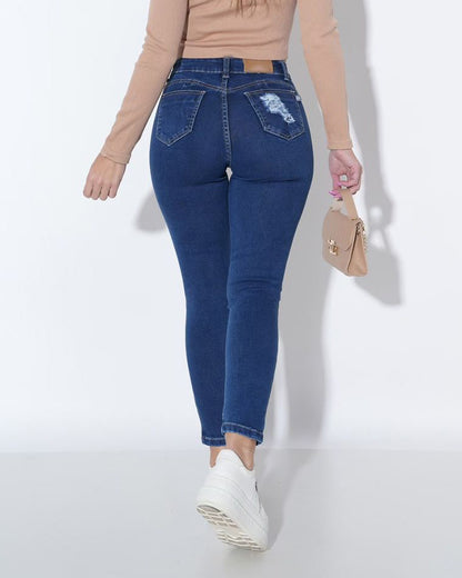 Hochbund-Skinny-Jeans mit Po-Lifting