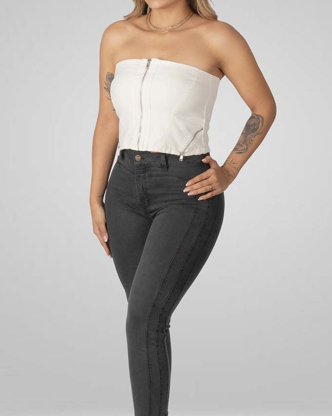 Hochtaillierte Skinny Jeans