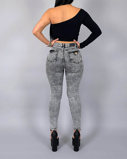 Hell-graue Faja-Jeans mit Bauchformung und Shaping-Einsätzen