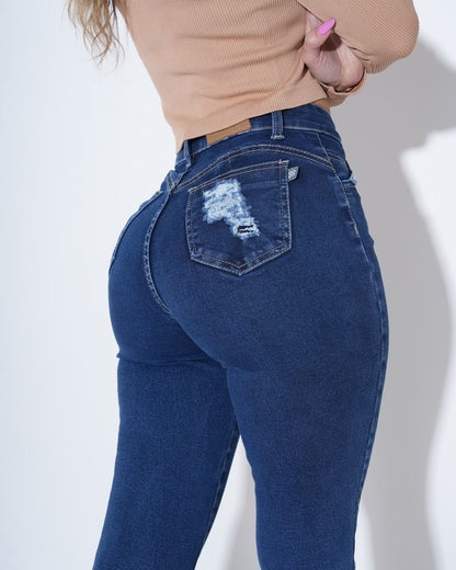 Hochbund-Skinny-Jeans mit Po-Lifting