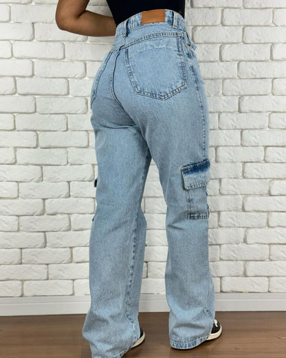 Cargo Jeans mit weitem Bein