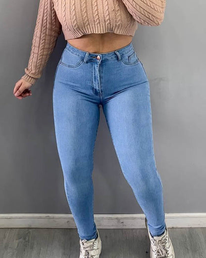 Skinny-Jeans mit Posthebe-Knopf