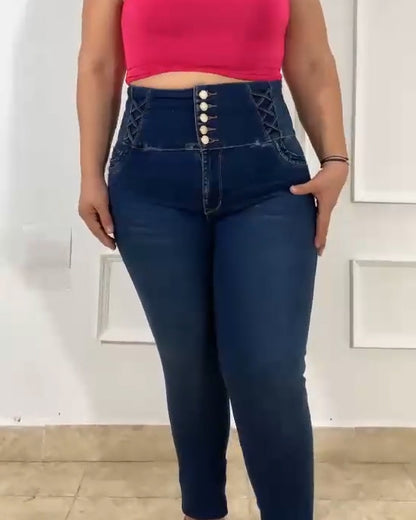 Hochtaillierte Po-Lift Faja Jeans