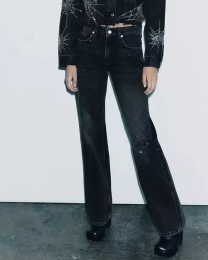 Halloween Schwarze Spinnenweben-Jeans
