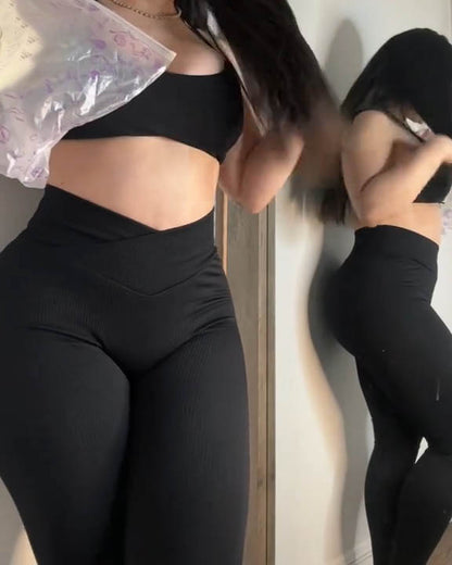 Hochsitzende Kreuzüberschlagende Leggings