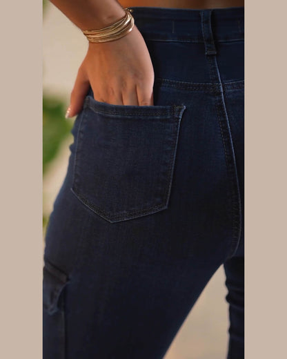 Dunkelblau-farbige Po-hebende Skinny Jeans