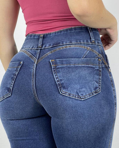 Hochbund-Jeans mit Bauchgurt